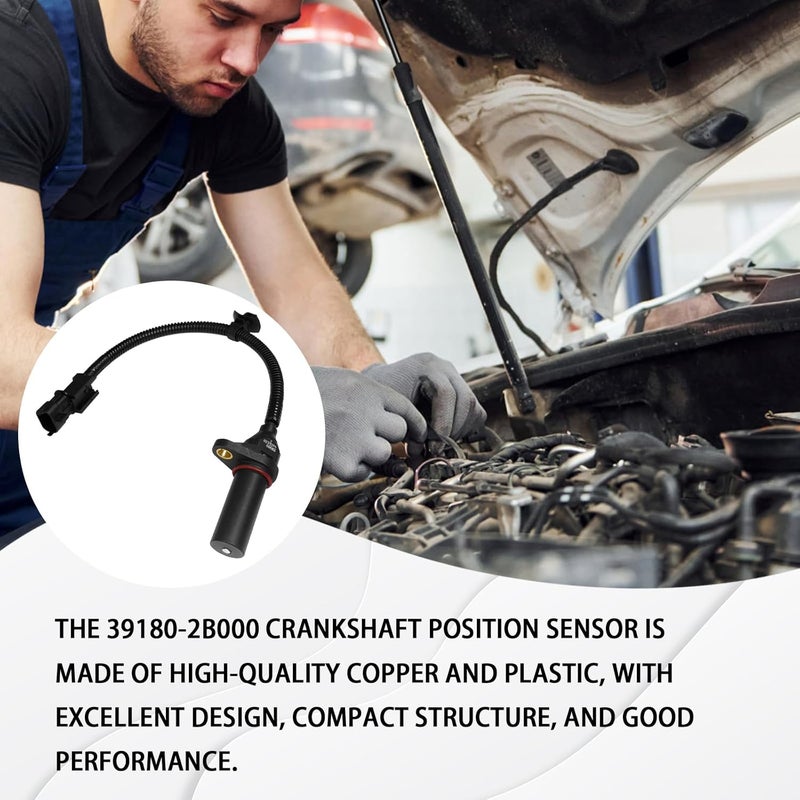 Hirificing Crankshaft Position Sensor Engine Crankshaft Sensor OEM#39180-2B000 391802B000 SU13885, Crank Position Sensor Compatible with Hyundai Modern Kia Tucson Accent Rio Soul Dodge(Black) - Image 5